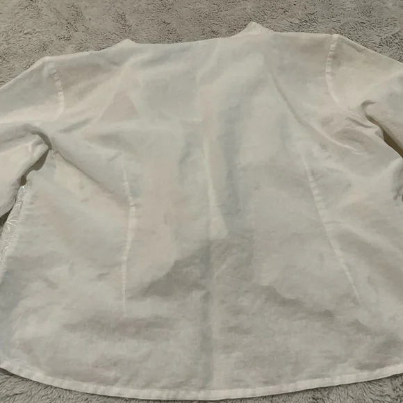 Night Studio Linen Elegant White Lace Jacket - Picture 5 of 7